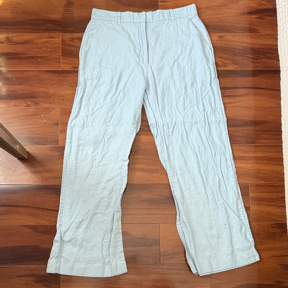 Abercrombie & Fitch 100% Linen Blue Wide Leg Pants